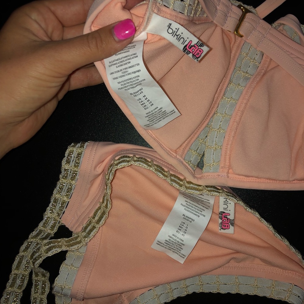 Bikini Lab Pink Gold Strappy Metallic Bikini - Picture 6 of 7